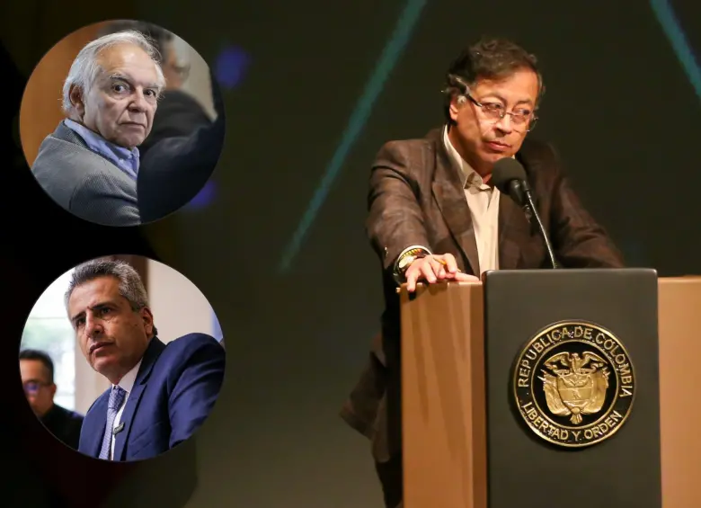 El presidente Gustavo Petro y los exministros: Arriba, Ricardo Bonilla (Hacienda); abajo, Luis Fernando Velasco (Interior). Foto: Colprensa.