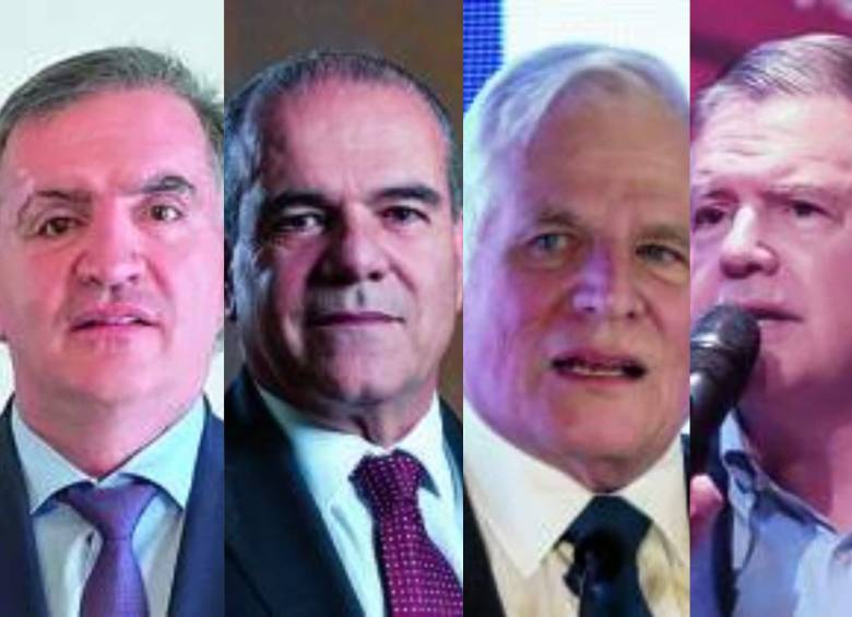 De izquierda a derecha: Mauricio Tobón (México), Carlos Felipe Mejía (España), Miguel Uribe (Reino Unido) y Juan Carlos Vélez (Ecuador). Foto: Colprensa y redes sociales.