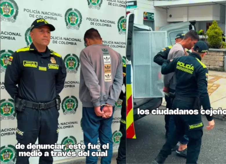 Andrés Ferley Londoño Bedoya, alias Congolo, señalado de robar joyerías y almacenes de ropa en La Ceja, Antioquia. FOTOS: Captura de video