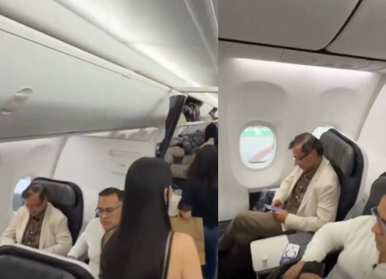 Gustavo Petro fue identificado por un ciudadano en un vuelo rumbo a México. Foto: Captura de video @ColombiaOscura