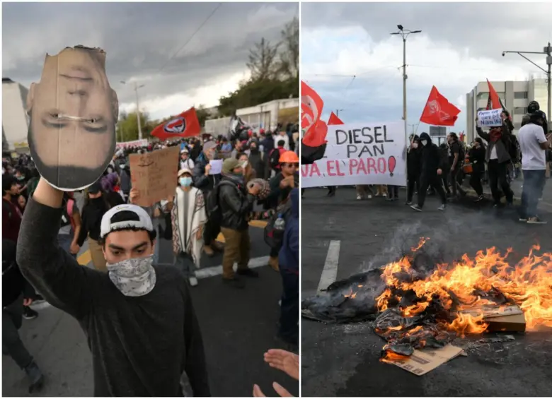 Varios de los manifestantes en la ciudad de Quito, Ecuador. FOTO: AFP