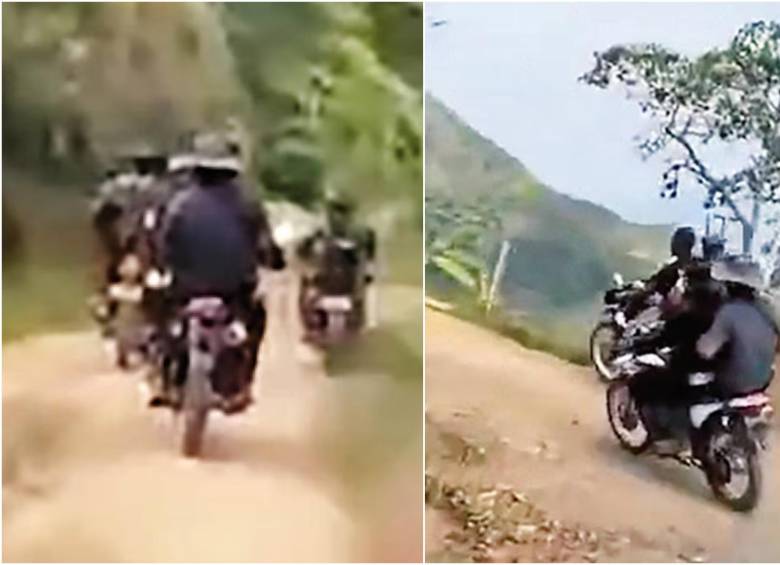 Así patrullan las Disidencias de las Farc en las zonas rurales de Jamundí. FOTO: CORTESÍA 