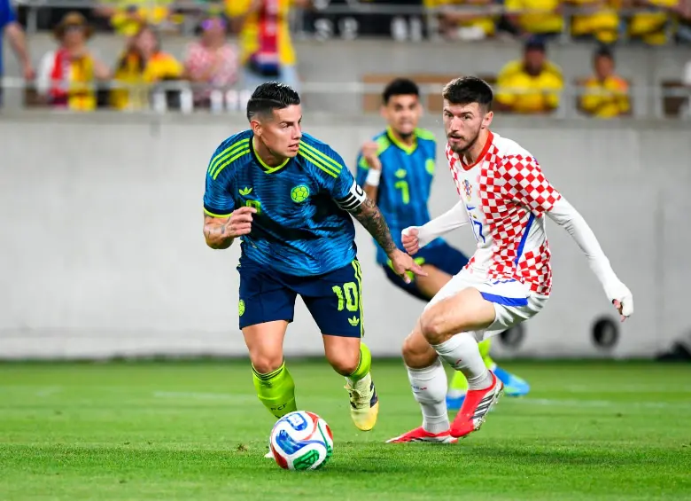 El volante colombiano James Rodríguez disputó 62 minutos en la derrota 1-2 de Colombia contra Croacia. Foto: Getty