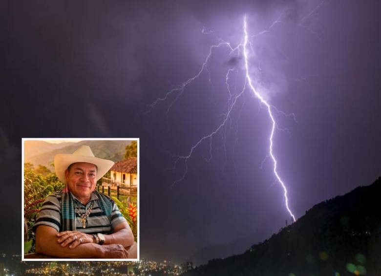 Adelante, la víctima que dejó la caída de un rayo en Montebello. Atrás, el impacto de una descarga eléctrica. FOTO: Cortesía y EL COLOMBIANO