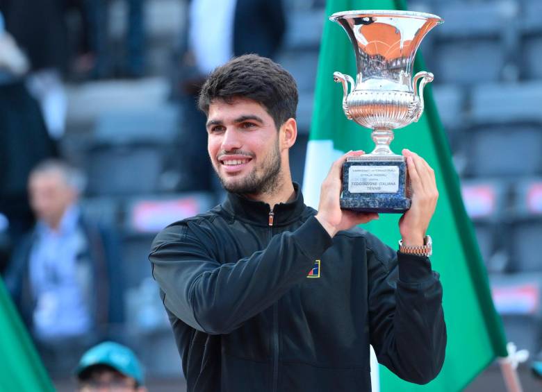 Carlos Alcaraz, que el 5 de mayo pasado cumplió 22 años, se ubica en el tercer puesto del ranking ATP. Se prepara para Roland Garros. FOTO Getty