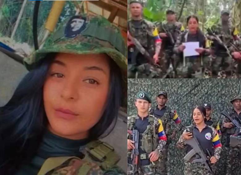 Alias Samantha en las grabaciones donde aparece leyendo comunicados atribuidos al Frente 4 de las disidencias de las Farc. Foto: Cortesía