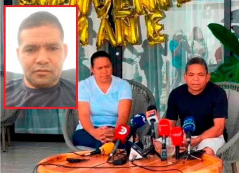 En el recuadro Yerdinson, responsable del secuestro. En las sillas, Mané Díaz y su esposa Cilenis Marulanda. Foto: cortesía