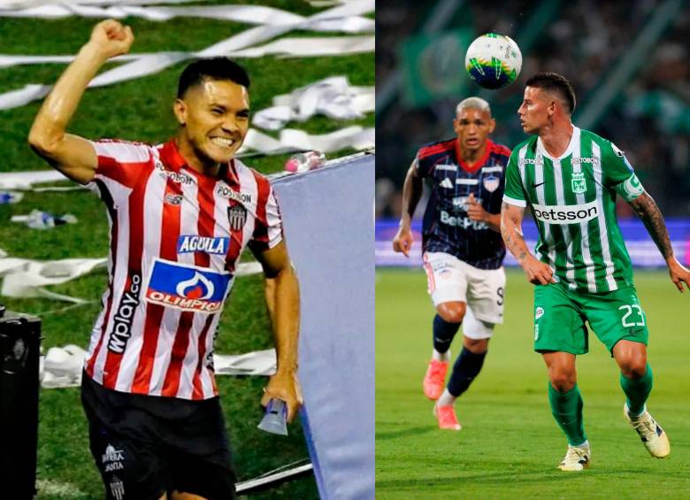 El futbolista Teófilo Gutiérrez y el volante James Rodríguez fueron los capitanes de Junior y Nacional en el partido de la fecha 3. Fotos: Camilo Suárez y Colprensa 