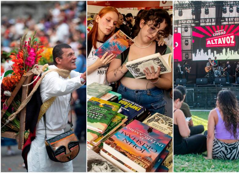 La Feria de las Flores, la Fiesta del Libro y el Festival Internacional Altavoz son algunos de los eventos que vivirá Medellín en este 2026. FOTOS: EL COLOMBIANO 