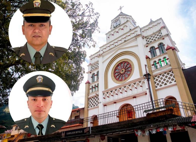 Los hechos ocurrieron mientras los policías patrullaban el sector La Cumbre, en la zona rural de Betulia. Arriba: Wilmer Ovidio Gallego Sepúlveda. Abajo: Edwin Danilo Chamorro Bastidas Foto: EL COLOMBIANO. 