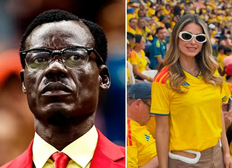 Lumumba Vea, el hincha más famosos del mundial de 2026, y Cristina Hurtado, la modelo colombiana. Foto Tomada de redes sociales.