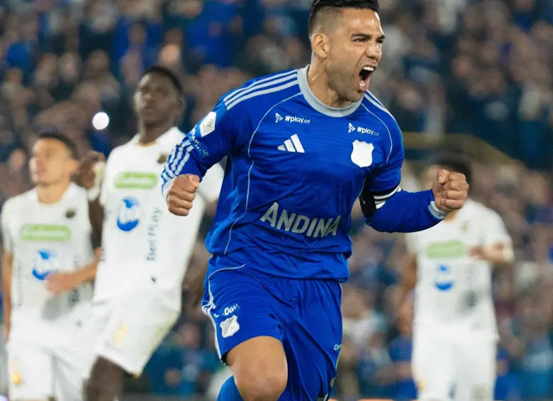Falcao celebrando su gol ante Águilas Doradas en El Campín. FOTO: Tomada de redes sociales @MillosFCoficial