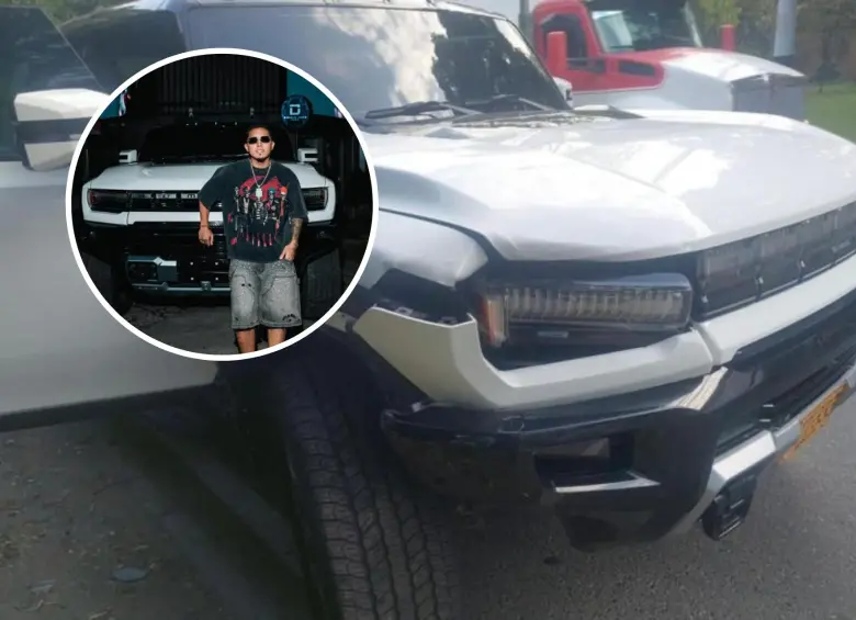 Camioneta de Santiago Jaramillo, mánager de Blessd, estuvo implicada en atropellamiento de ciclista. Fotos: Cortesía suministrada a EL COLOMBIANO y redes sociales