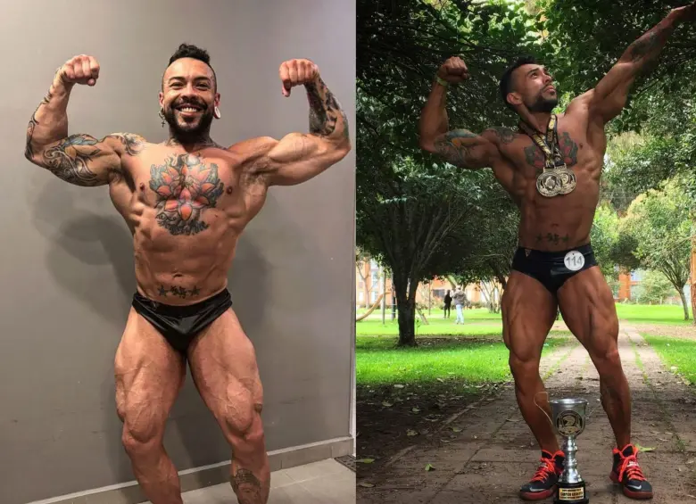 Juan Sebastián Anzola Quintero, fisicoculturista y tatuador de 26 años sufrió un aparente paro cardiorrespiratorio en un gimnasio en Bogotá. Fotos: @sebaspowerfit
