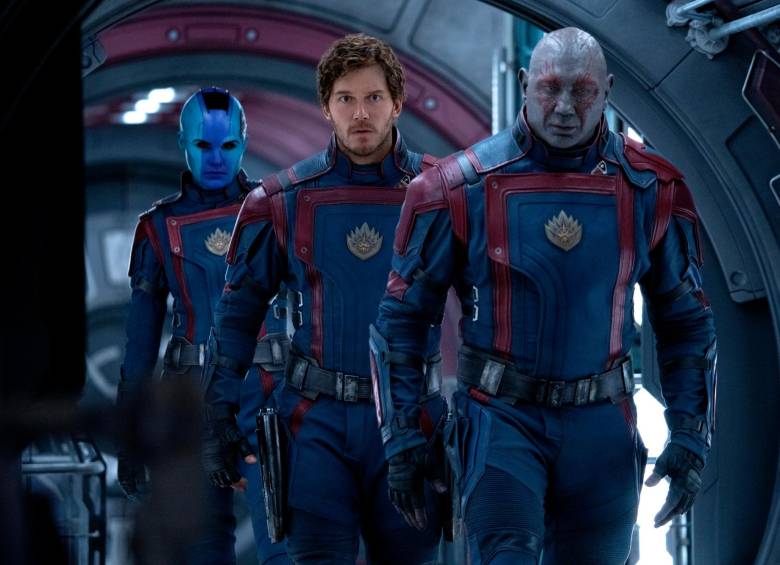 Nébula, Peter Quill y Drax, en la nueva Guardianes de la Galaxia Vol. 3. FOTO Cortesía Marvel