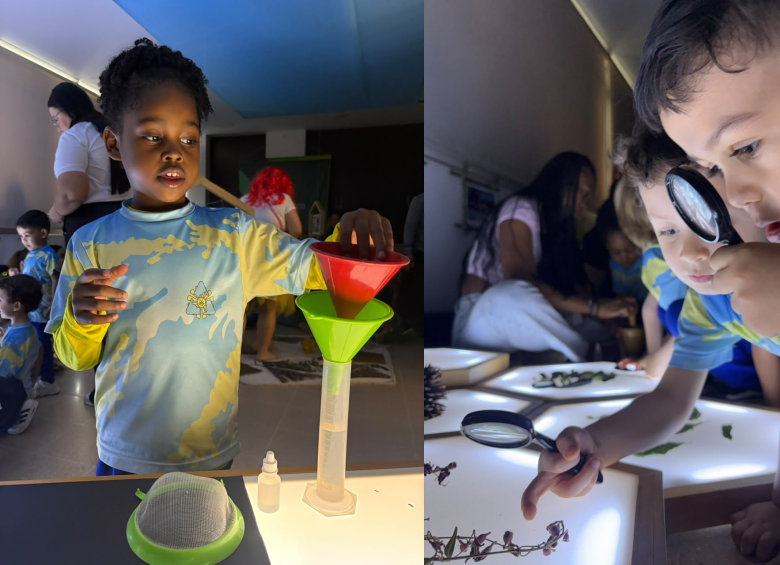 En la nueva ludoteca experimental, los niños crean, experimentan y juegan acompañados por una docente. FOTO cortesía Comfenalco Antioquia