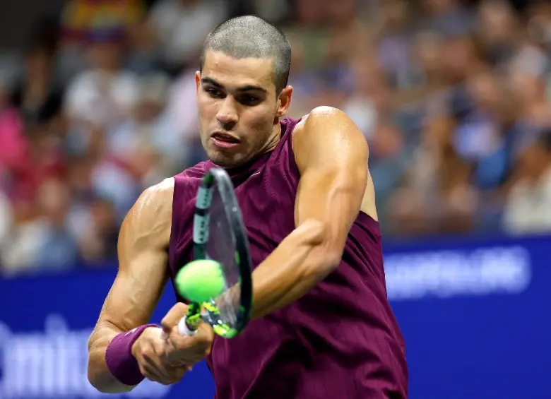 Nuevo look con el que Alcaraz llegó al US Open. Foto: Getty