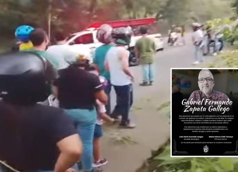 Adelante, el funcionario fallecido en el suceso. Atrás, momentos de la emergencia. FOTO: Imágenes tomadas de redes.