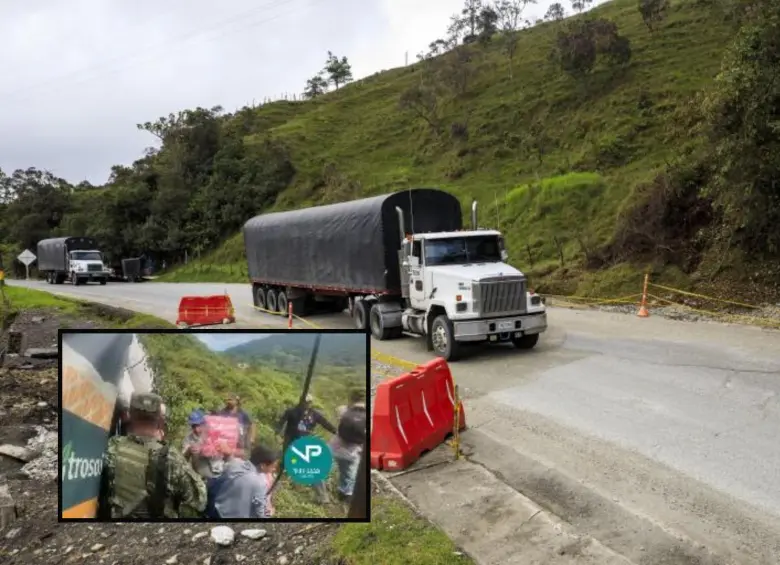 Adelante, imágenes del saqueo. Atrás, imagen de referencia del corredor entre Yarumal y Valdivia Foto: Andrés Camilo Suárez Echeverry