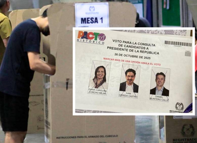 Según la Registraduría, 139.412 votos —el 5 % del total de votos de la consulta presidencial— fueron declarados nulos por rayones, tachones o un mal diligenciamiento. FOTO: CAMILO SUÁREZ (EL COLOMBIANO)- X @JuanBarrazaG 