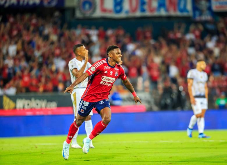 El delantero bolivarense Brayan León Muñiz, de 24 años, anotó el último gol del DIM ante Deportivo Cali. FOTO: CAMILO SUÁREZ