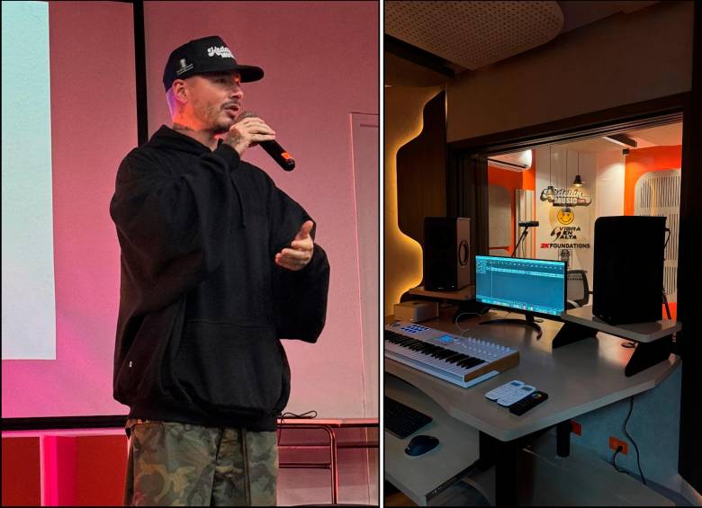 J Balvin estuvo presente en la inauguración de este estudio de grabación. FOTOS: Cortesía