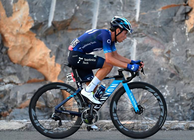 Éiner Rubio viene mostrando gran nivel en su comienzo de temporada . Fue cuarto en la Vuelta a San Juan, octavo en el Nacional de ruta y ahora 13° en el UAE Tour. FOTO gettysport/ Movistar Team 