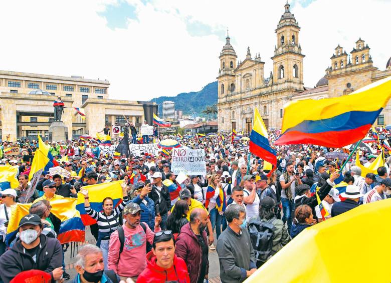 Movilizaciones del 15 de febrero en Bogotá. FOTO: Colprensa