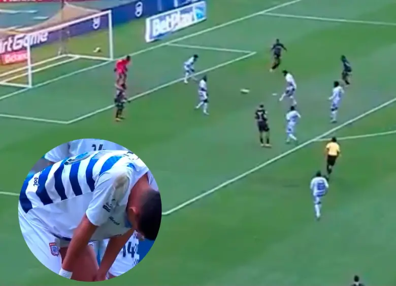 Sebastián Palma lamentándose por el autogol cometido ante Santa Fe. FOTO: Captura de vídeo