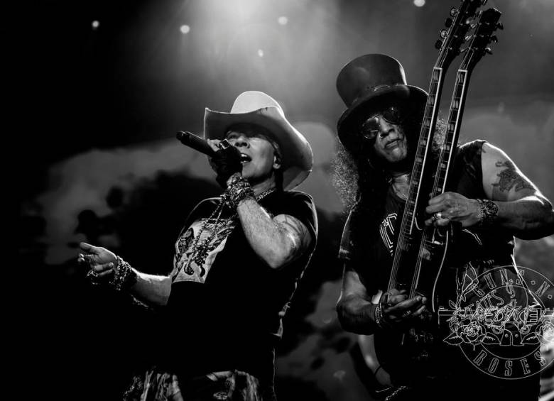 Axl Rose y Slash de concierto en Salt Lake City (2019). FOTO CORTESÍA PÁGINA WEB GUNS N’ ROSES.