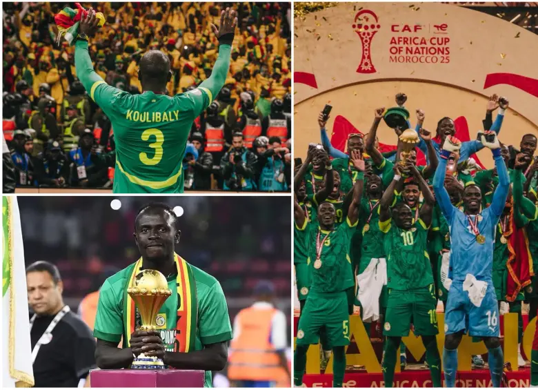 La Selección de Senegal celebrando el título de la Copa Africana que después les quitaron. FOTO: Tomada de redes sociales @GaindeYi