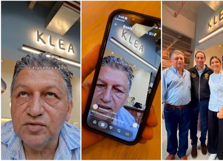 El vicepresidente electo, José Manuel Restrepo, visitó en Medellín la heladería Klea tras la masiva difusión de un video donde el padre de la propietaria solicitaba apoyo para el negocio. FOTO: Captura de video de redes sociales @somosklea y @jmrestrepoa
