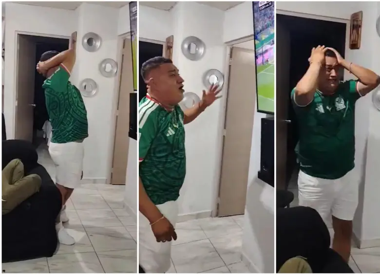 El hincha en medio de la desesperación por México. FOTO: Captura de video de redes sociales