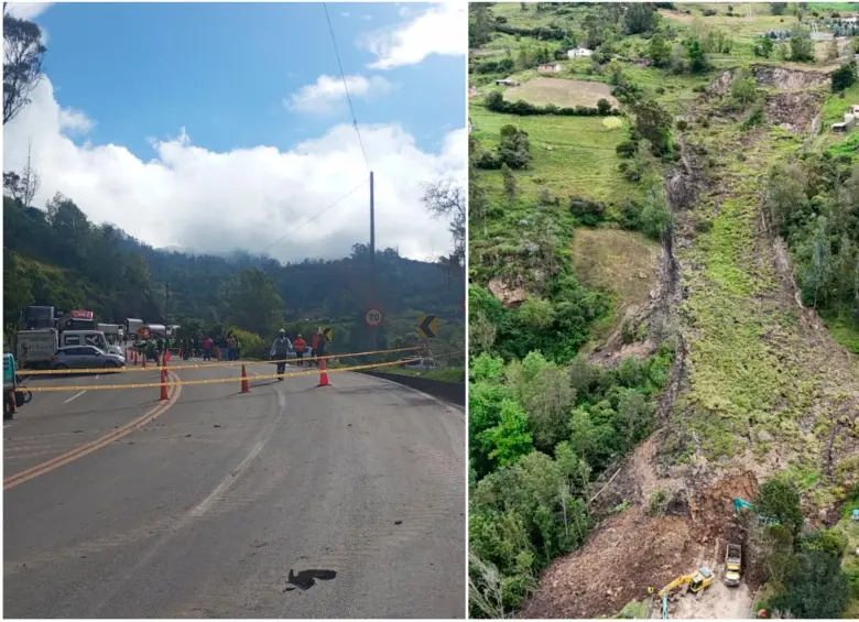 La vía al Llano está cerrada desde el pasado 6 de septiembre tras un deslizamiento de grandes proporciones. FOTOS: Tomadas de X @CoviandinaSAS 