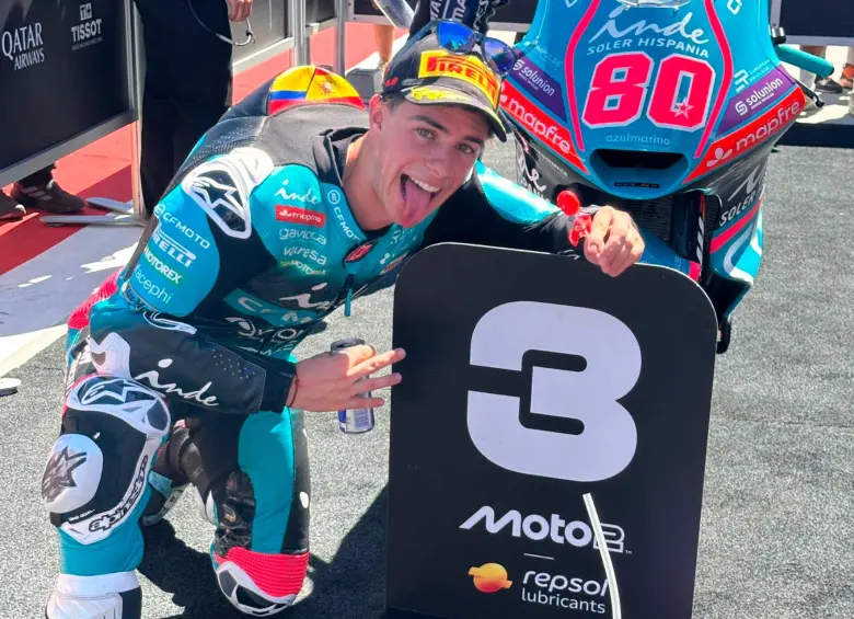 David Alonso consiguió su octavo podio en dos temporadas en la Moto 2. FOTO: X Aspar Team