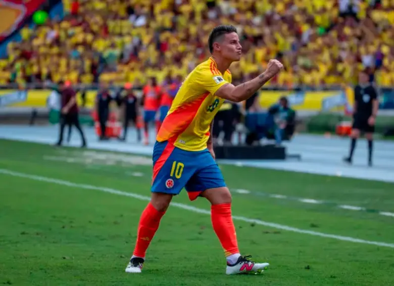 El volante colombiano James Rodríguez es uno de los goleadores del seleccionado nacional en eliminatorias: suma once celebraciones. FOTO: JUAN ANTONIO SÁNCHEZ