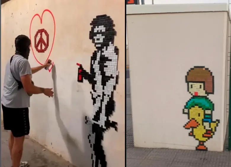 Aunque sus mosaicos vuelan a las alturas también se ha atrevido a pegarlos cerca de la calle. FOTOS Instagram @mr.bad.tiles