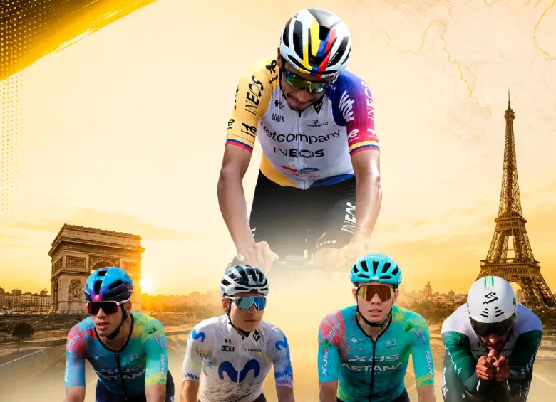 Egan Bernal, Hárold Tejada, Éiner Rubio, Sergio Higuita y Fernando Gaviria, las cartas de Colombia en el Tour de Francia-2026. FOTOS: GETTY