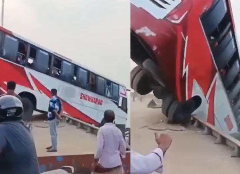 Equipos de rescate trabajaron durante horas tras el accidente de un autobús que cayó al río Padma, en el centro de Bangladesh. FOTO: Captura de video