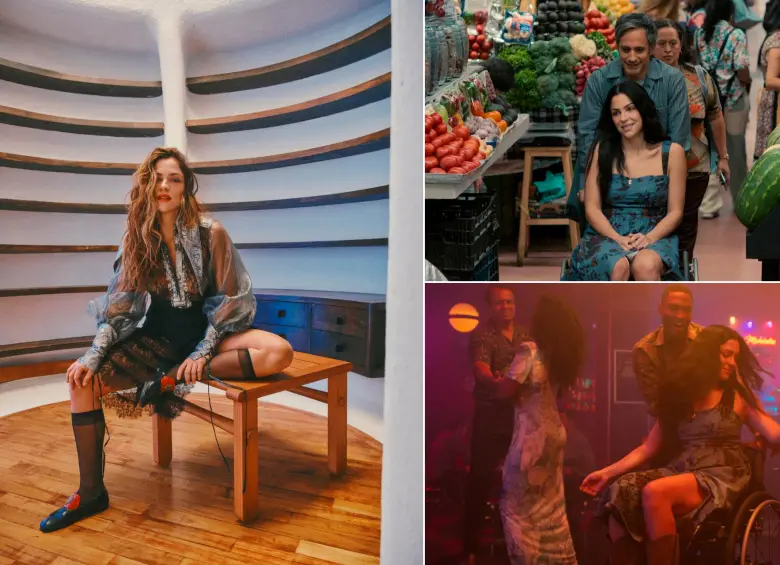 Paulina Dávila, la colombiana en la serie Santita. Al lado, imágenes de la seria con Gael García Bernal. FOTOS Cortesía Netflix y Noel Higareda.