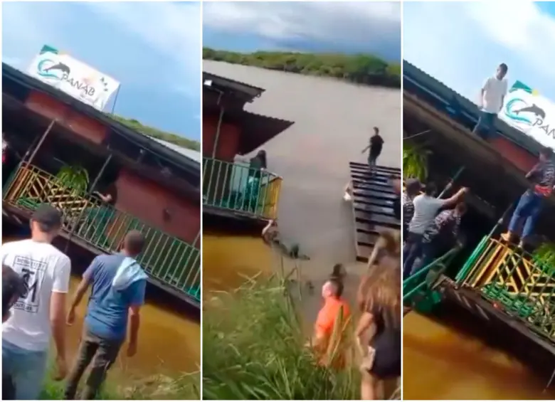 Los clientes, que se encontraban en el gastrobar, buscaron desesperadamente salir de la embarcación mientras esta se hundía. FOTOS: Captura de video