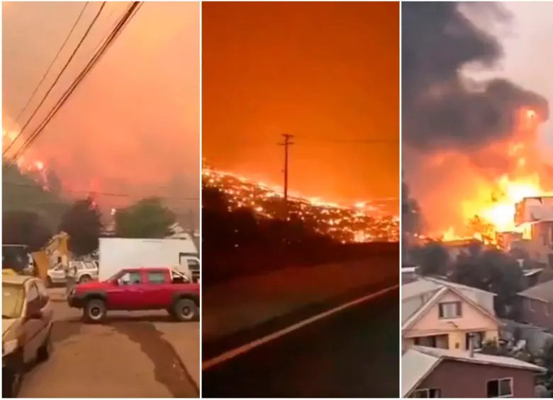Las llamas iniciaron el pasado sábado, 17 de enero en varias localidades de la provincia de Concepción, al sur de Chile. FOTOS: Capturas de video 