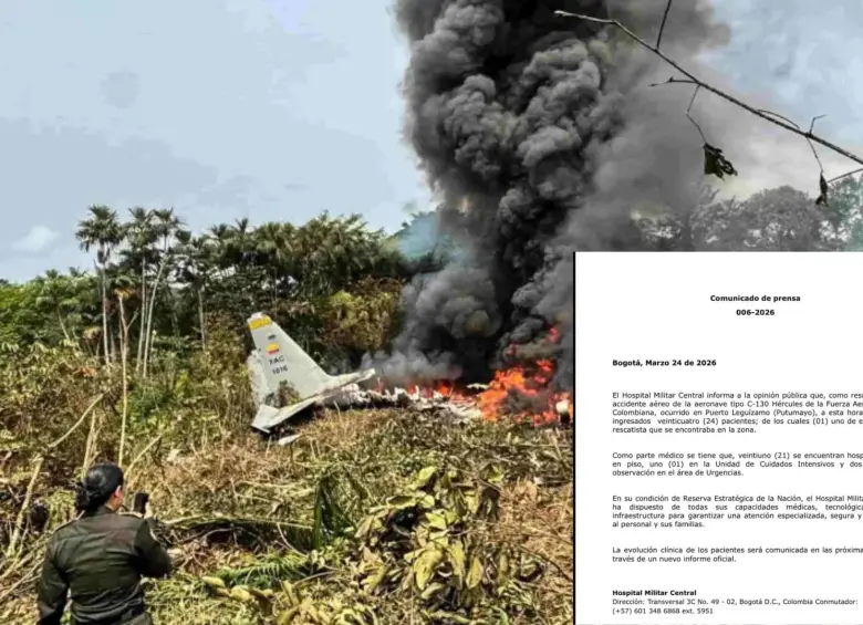 Un avión Hércules se precipitó a tierra en Puerto Leguízamo, Putumayo. Foto: AFP