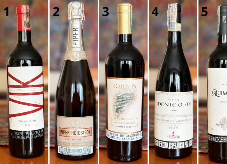 Estos son los primeros cinco vinos reseñados. FOTOS José Rafael Arango