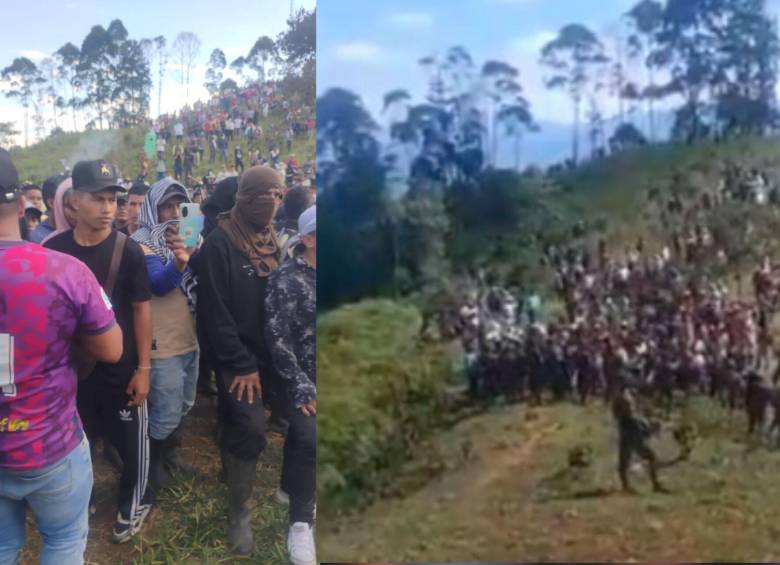 La comunidad salió a presionar a militares de la Tercera División del Ejército Nacional en Jamundí. Fotos: Capturas de videos