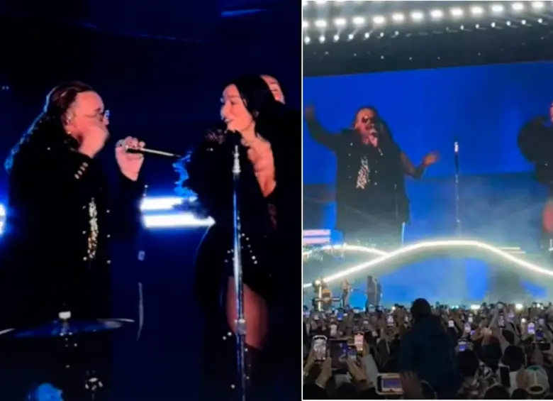 Algunas imágenes de lo que fue el show de Dua Lipa con Fher de Maná en Ciudad de México. FOTOS Captura de pantalla.