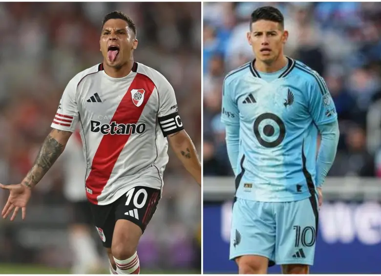 Quintero en River y James en el Minnesota United. FOTO: Tomada de redes sociales @jamesdrodriguez y @JuanFernandoQuinteroOficial