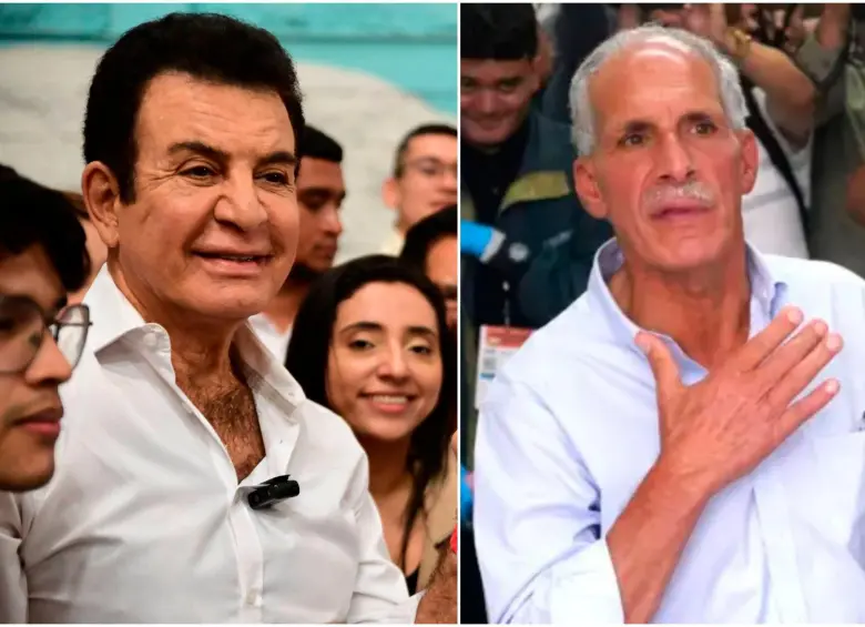 Salvador Nasralla, candidato del Partido Liberal (PL); y Nasry Asfura, candidato del Partido Nacional (PN). Ambos son de derecha. FOTOS: Tomada de X @SalvaPresidente y AFP