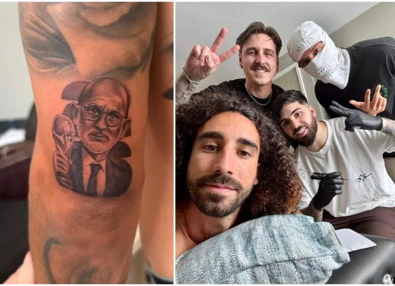 Cucurella en medio del tatuaje. FOTO: Tomada de las redes sociales @cucurella3