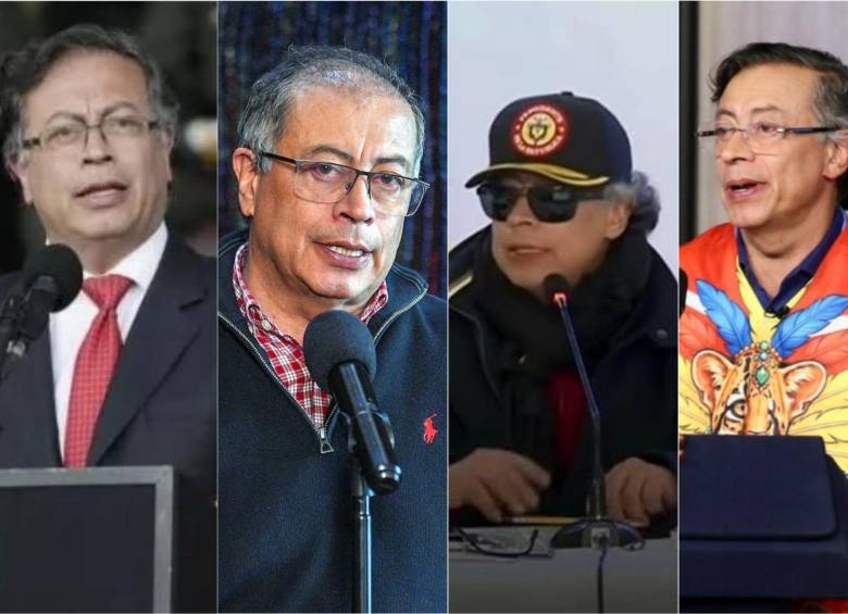 Gustavo Petro en su posesión presidencial y en el fin de su mandato en Colombia. FOTOS (primera imagen/ 7 de agosto de 2022), (Juan Diego Cano/21 de mayo de 2024), tercera imagen 14 de abril de 2026 (cuarta imagen/21 de junio de 2026) AFP - Presidencia de Colombia- Colprensa